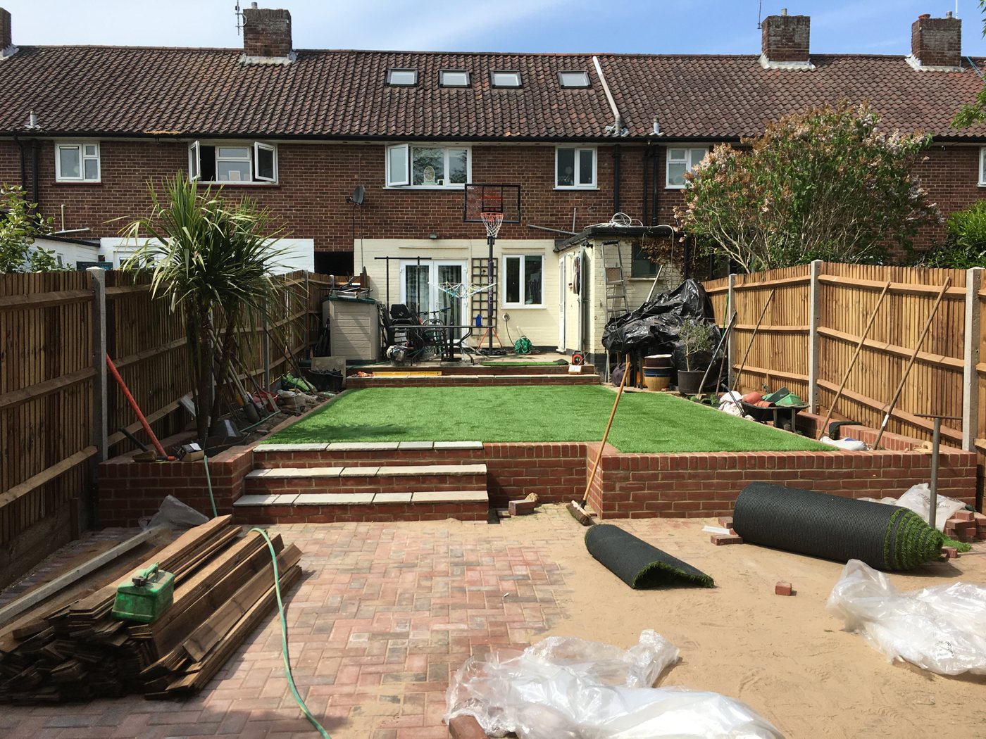 Garden design and landscaping project underway